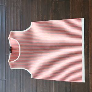 Ann Taylor red and white striped top 2